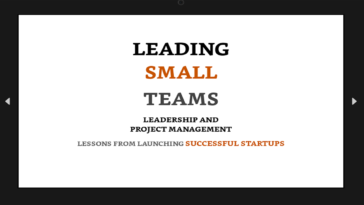 Leading Small Teams, this book, aims to share leadership