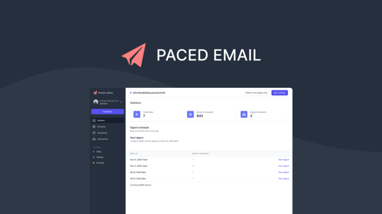 Paced Email Control when you receive emails by creating custom aliases – batch messages into daily, weekly or monthly digests