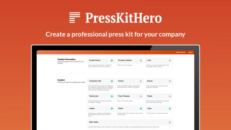 PressKitHero, Create Professional Press Kit for your Company Lifetime Deal