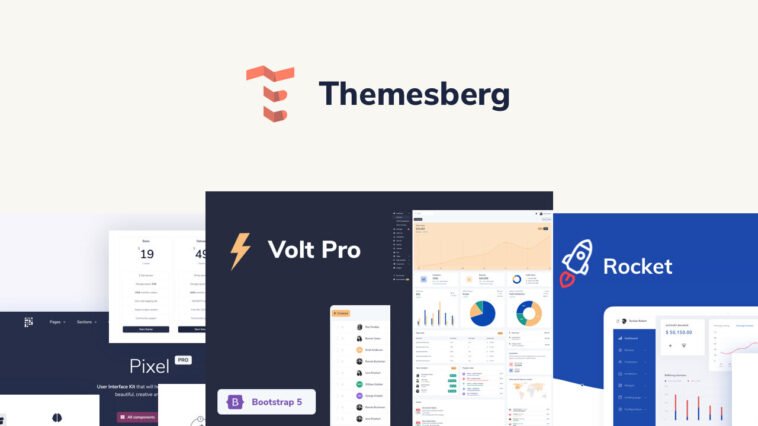 Themesberg, The bundle is a balanced collection of premium website templates ranging from presentational websites to complex admin dashboard interfaces.