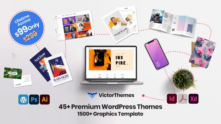 45+ Premium WordPress Themes + 1500 Graphic Templates
