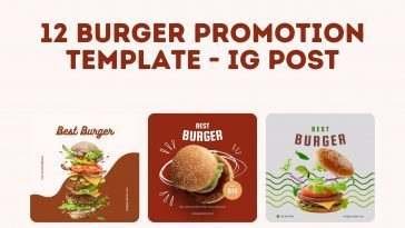 12 Burger Promotion Template | Instagram Post Template | Canva Template