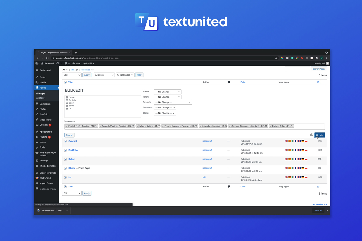 TextUnited WordPress plugin