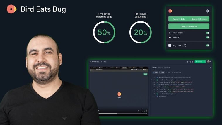 Bird Eats Bug video error log reporting chrome extension on a lifetime deal on Appsumo