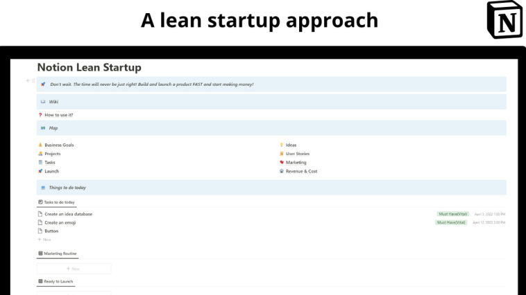Notion Lean Startup - A lean startup system for project management | Discover products. Stay weird.