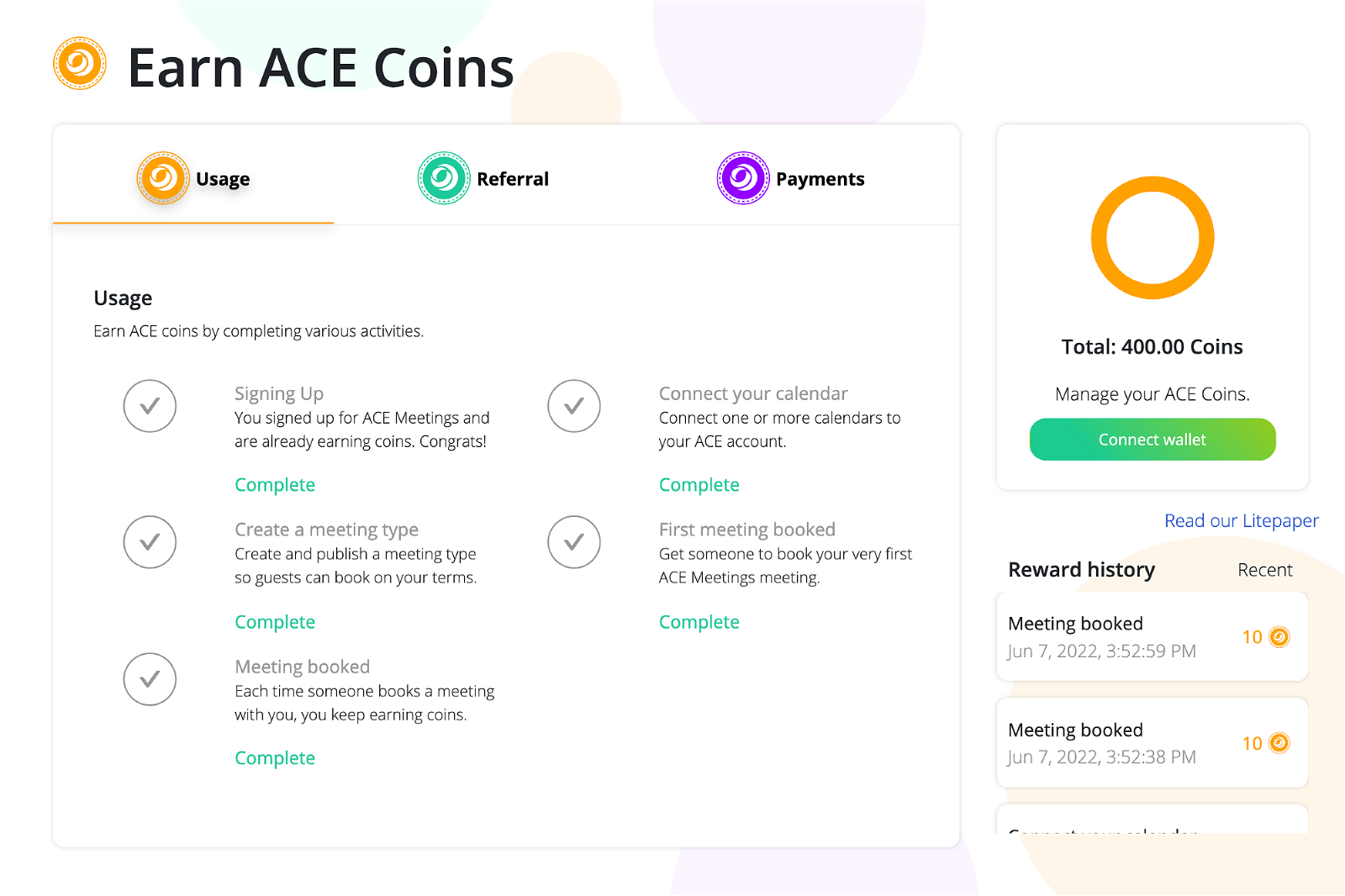 $ACE coins wallet