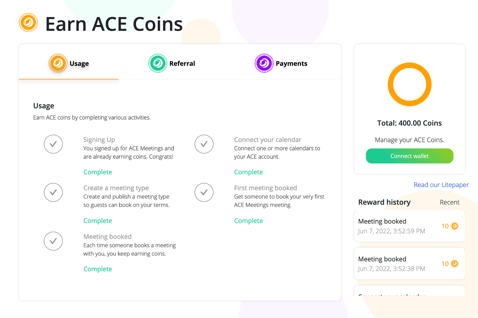 $ACE coins wallet