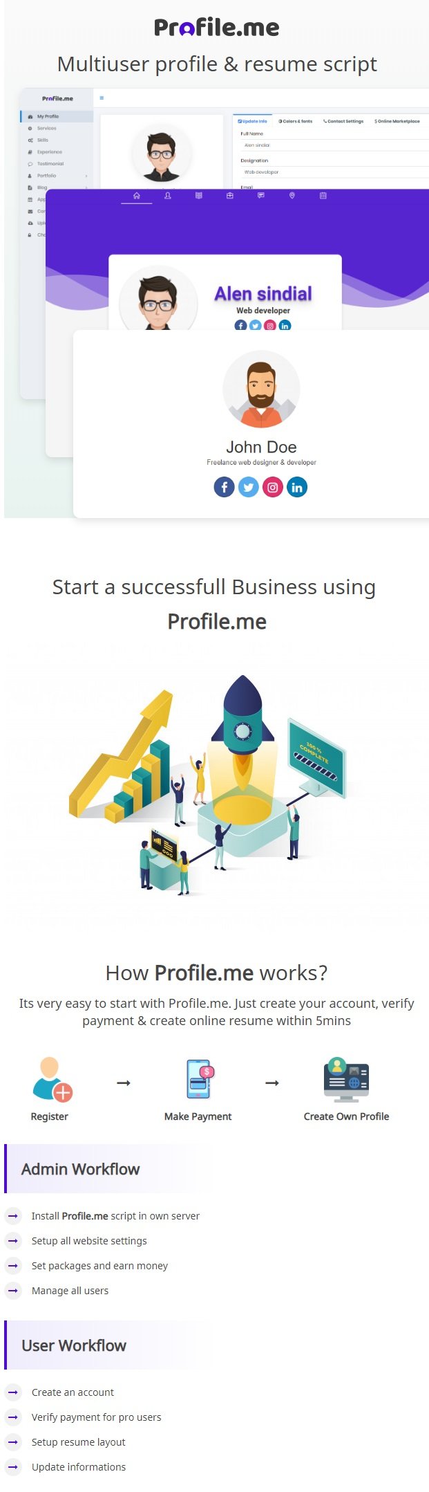 Profile.me - Saas Multiuser Profile Resume & Vcard Script - 4