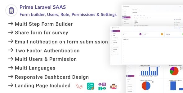 Prime Laravel Saas - Form builder, Users, Role, Permissions & Settings