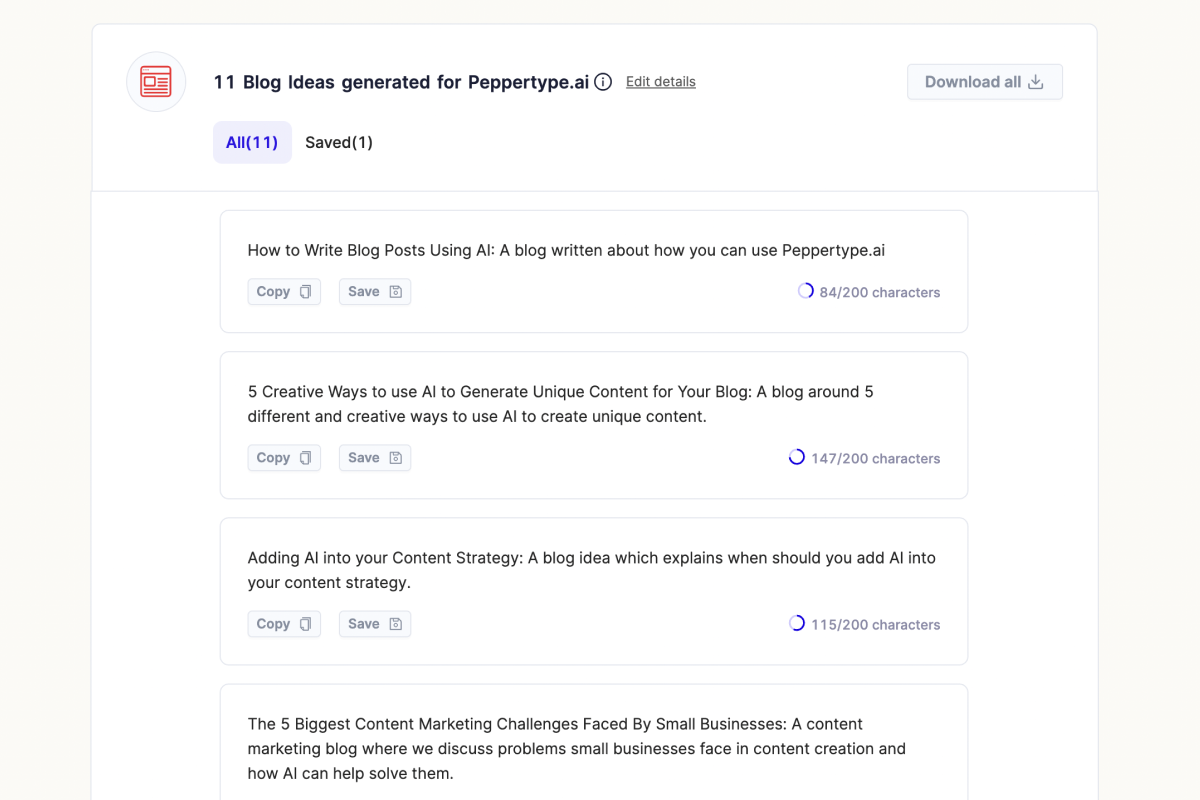 Generated blog ideas
