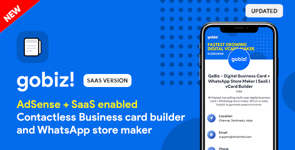 GoBiz - Digital Business Card + WhatsApp Store Maker | SaaS | vCard Builder
