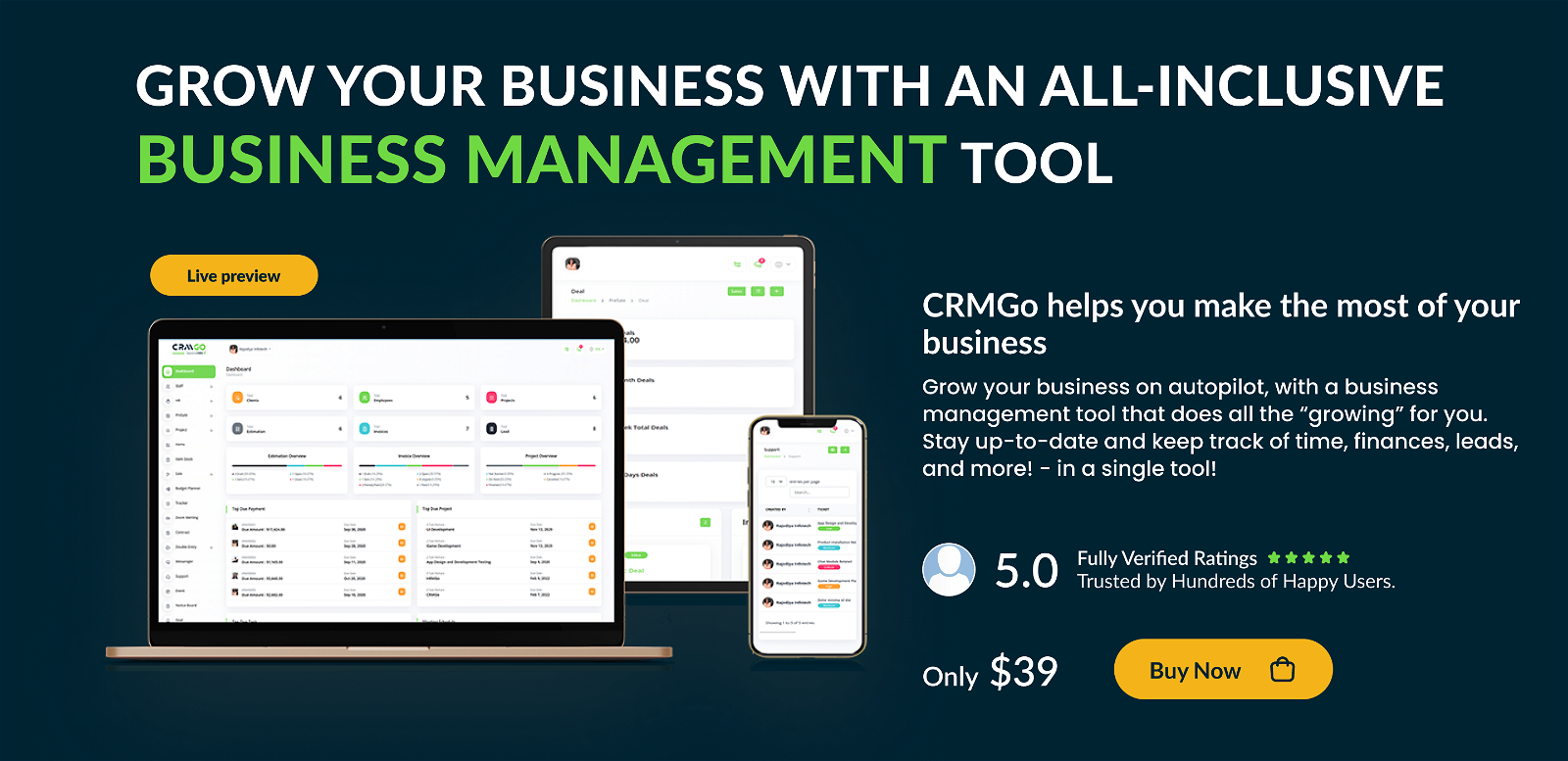 CRMGo SaaS - Projects, Accounting, Leads, Deals & HRM Tool - 4