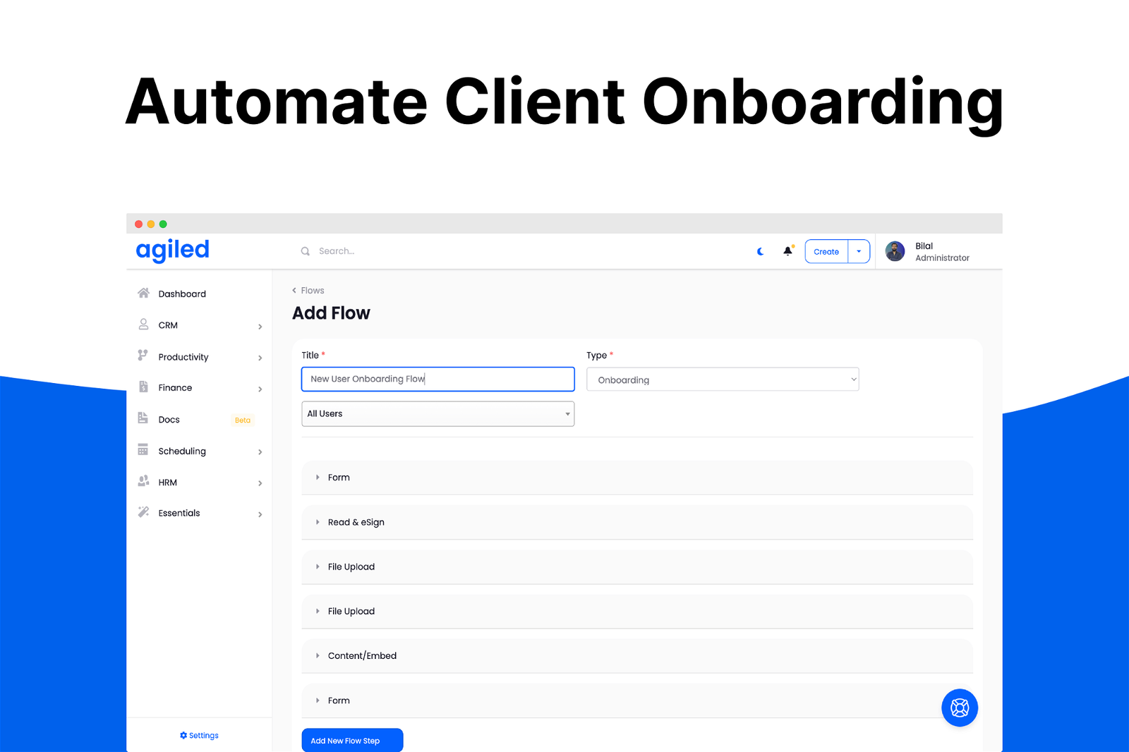 Client onboarding flows