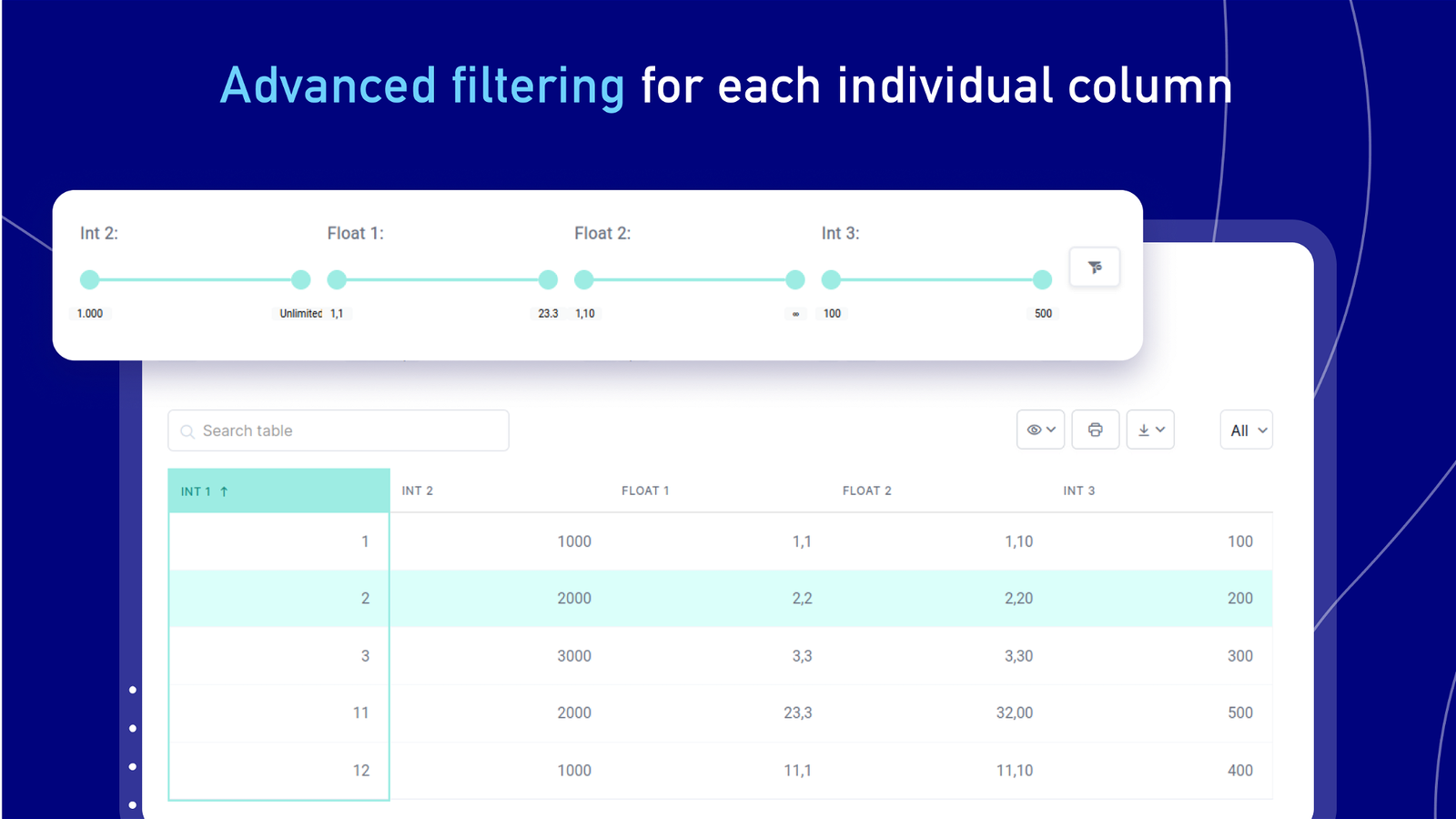 Advanced filters