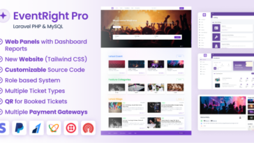 EventRight Pro - Ticket Sales and Event Booking & Management System with Website & Web Panels (SaaS)